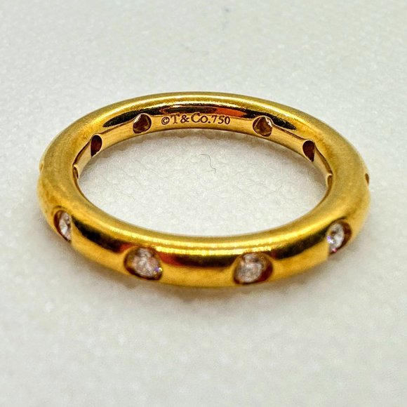 Tiffany & Co. Jewelry - TIFFANY & Co. Yellow Gold .18ct Diamond Bezet Band Ring 4.5